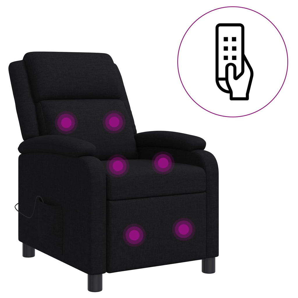 vidaXL Fotel masujący Czarny tkanina