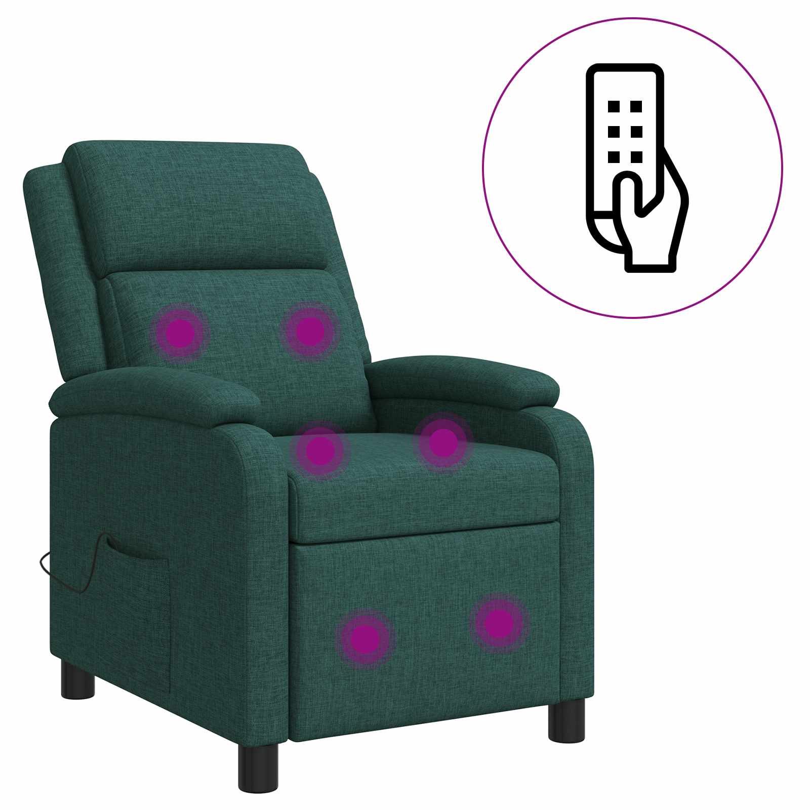 vidaXL Fotel masujący Ciemnozielony tkanina