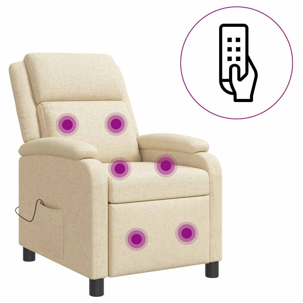 vidaXL Fotel masujący kremowy tkanina