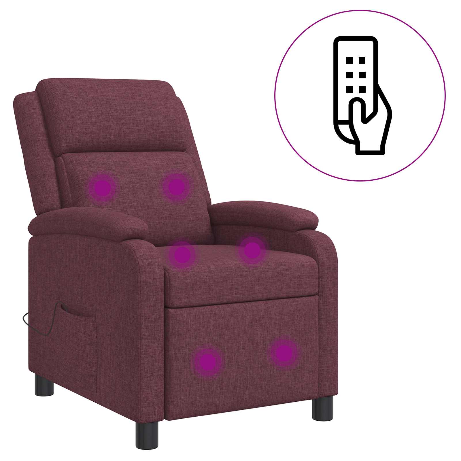 vidaXL Fotel masujący Fioletowy tkanina
