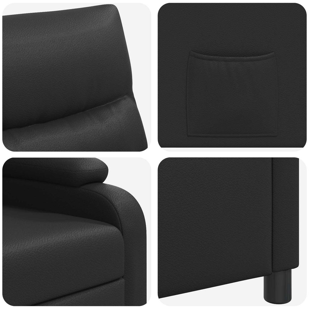 vidaXL Fotel recliner Czarny Ekoskóra