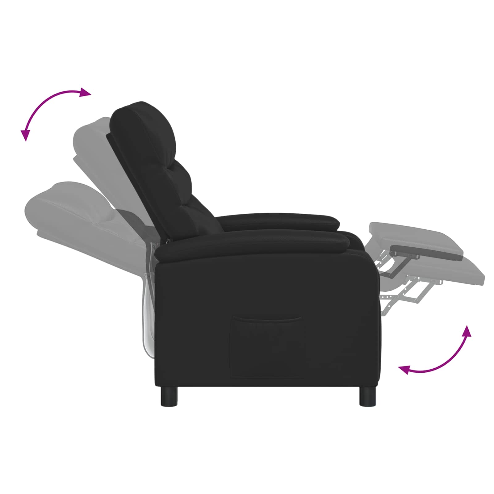 vidaXL Fotel recliner Czarny Ekoskóra