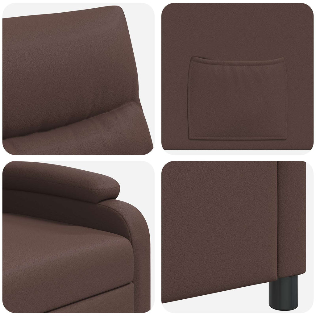 vidaXL Fotel recliner brązowy Ekoskóra