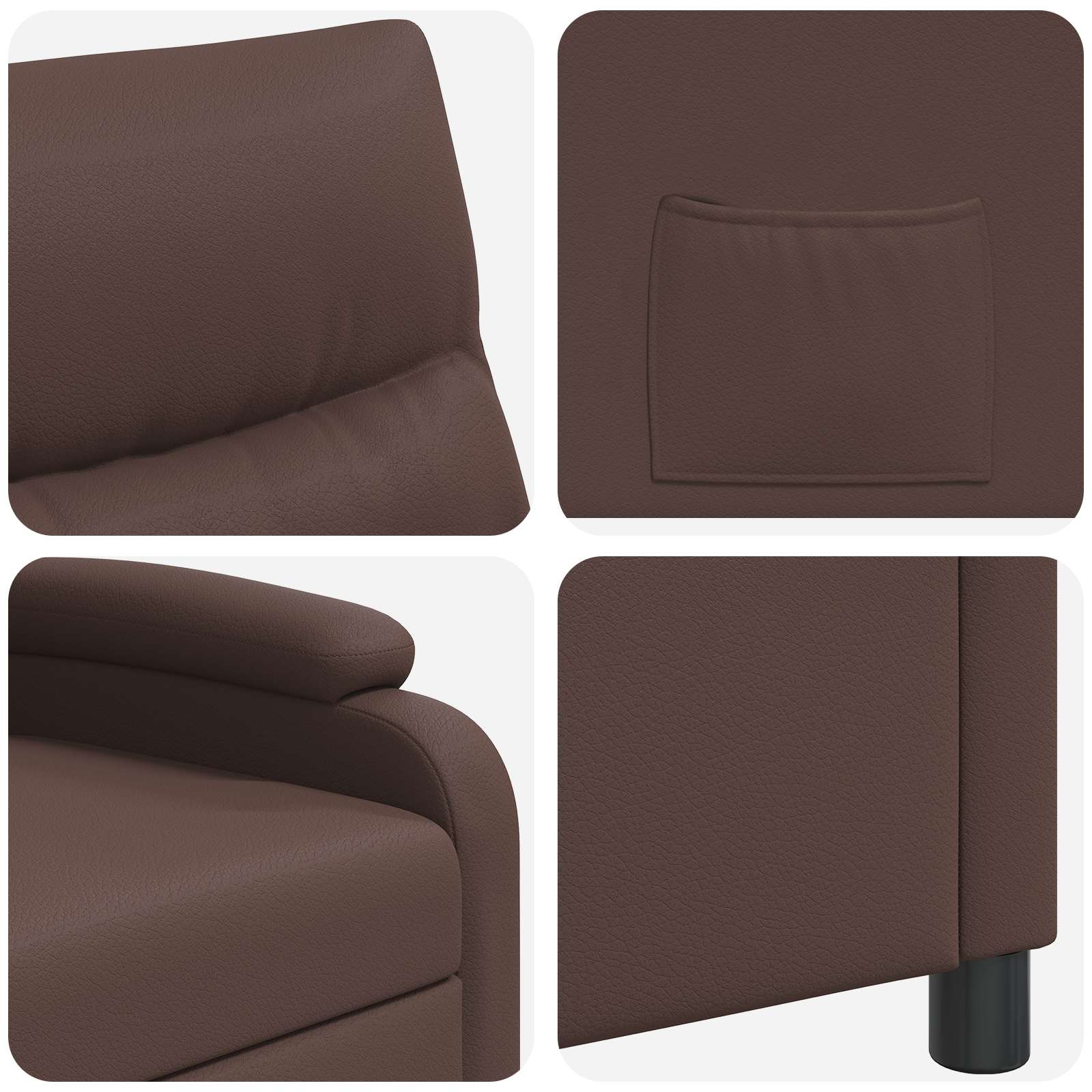 vidaXL Fotel recliner brązowy Ekoskóra