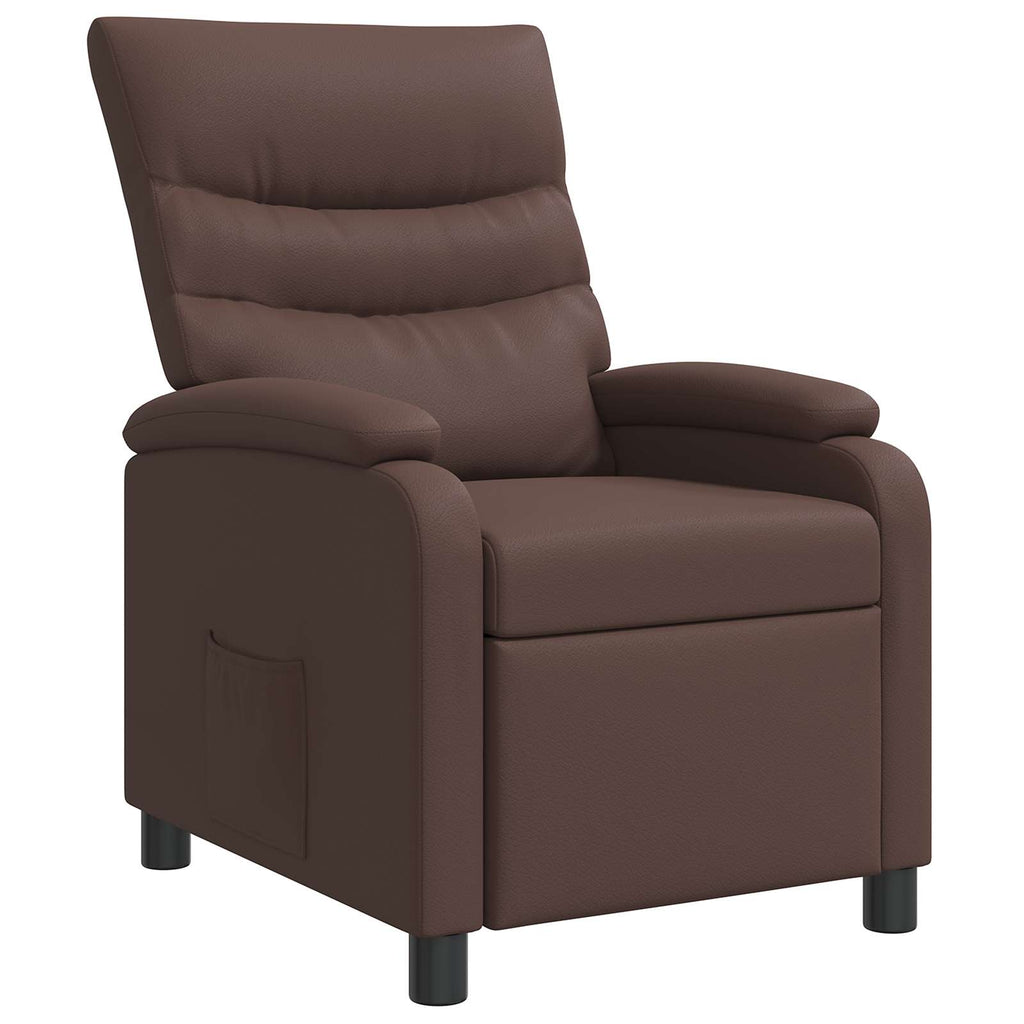 vidaXL Fotel recliner brązowy Ekoskóra