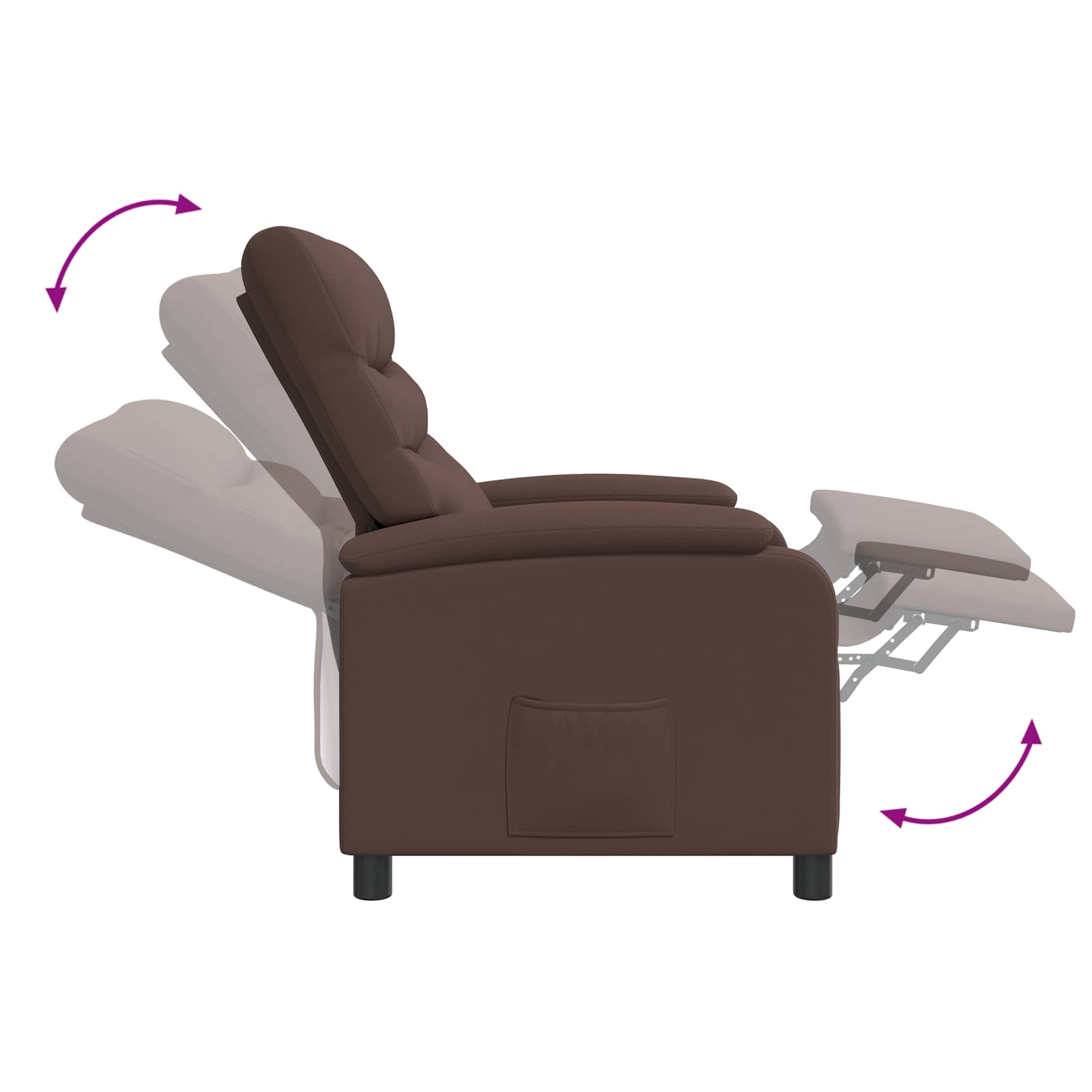 vidaXL Fotel recliner brązowy Ekoskóra