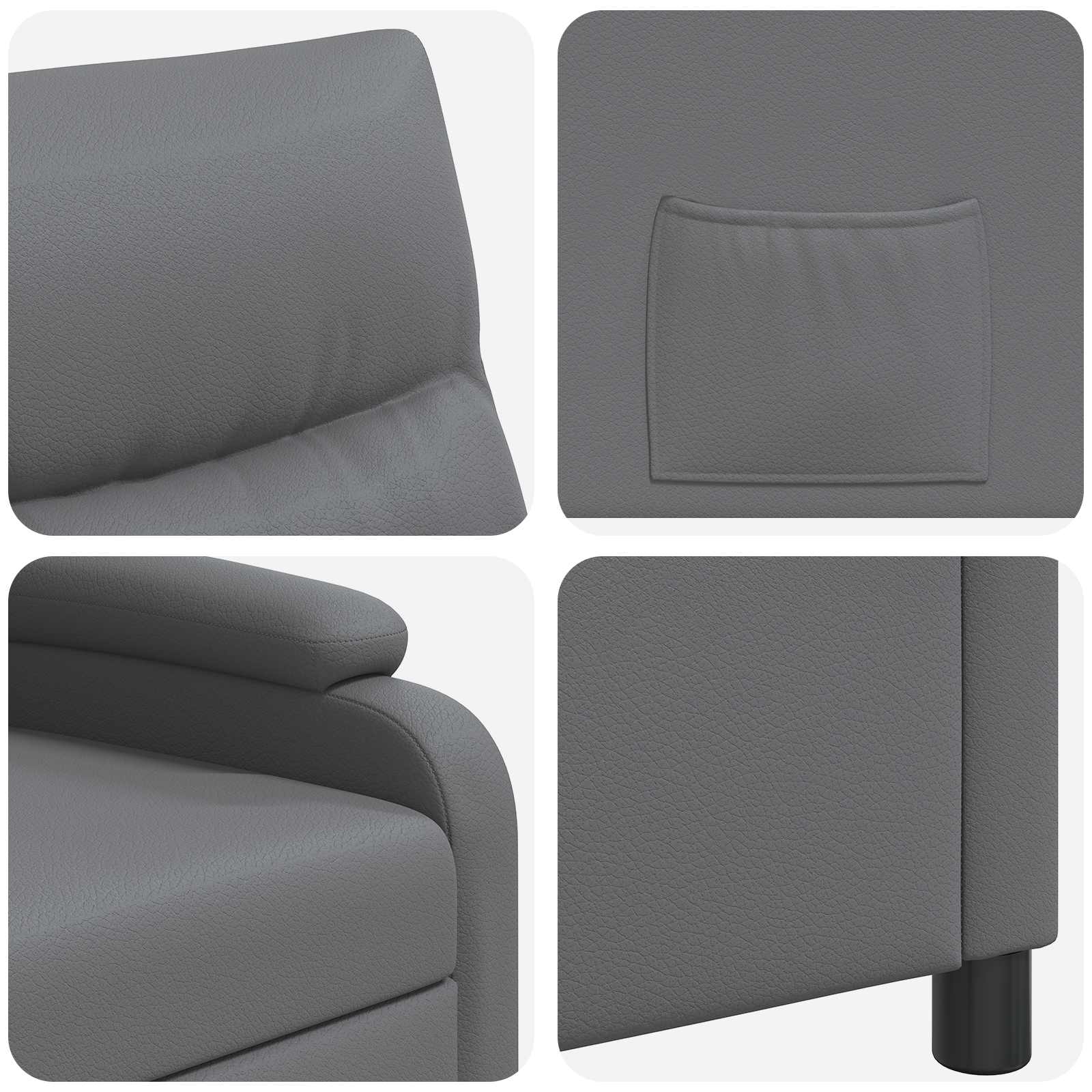 vidaXL Fotel recliner Szary Ekoskóra