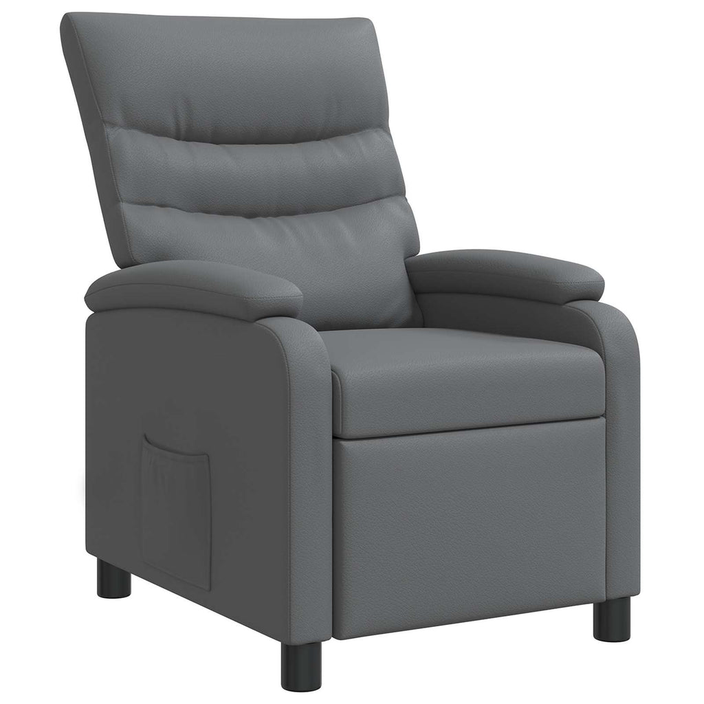 vidaXL Fotel recliner Szary Ekoskóra