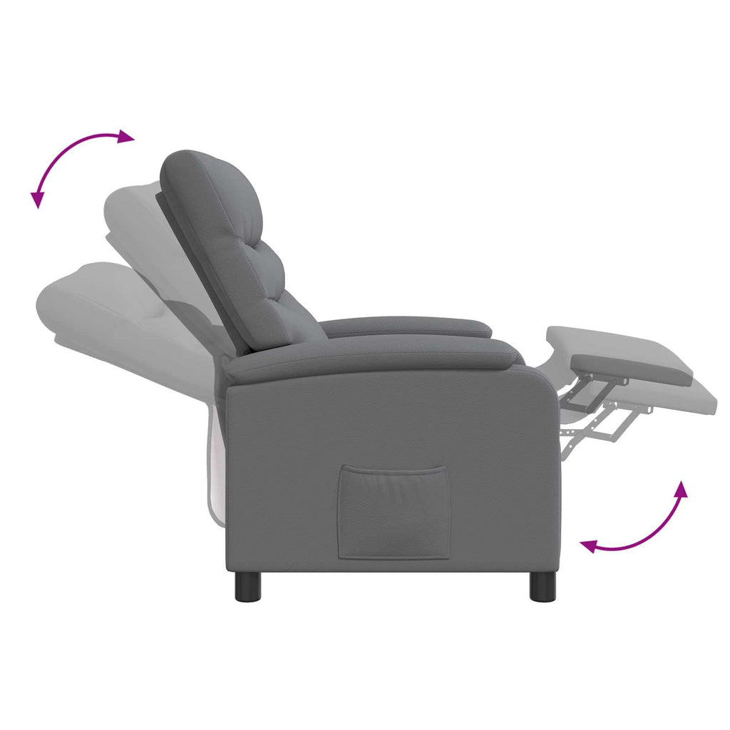 vidaXL Fotel recliner Szary Ekoskóra