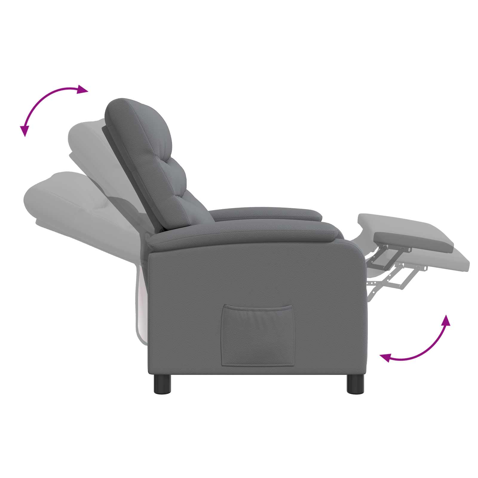 vidaXL Fotel recliner Szary Ekoskóra