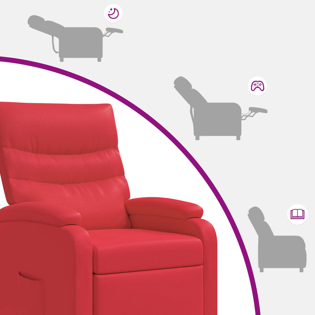 vidaXL Fotel recliner czerwony Ekoskóra