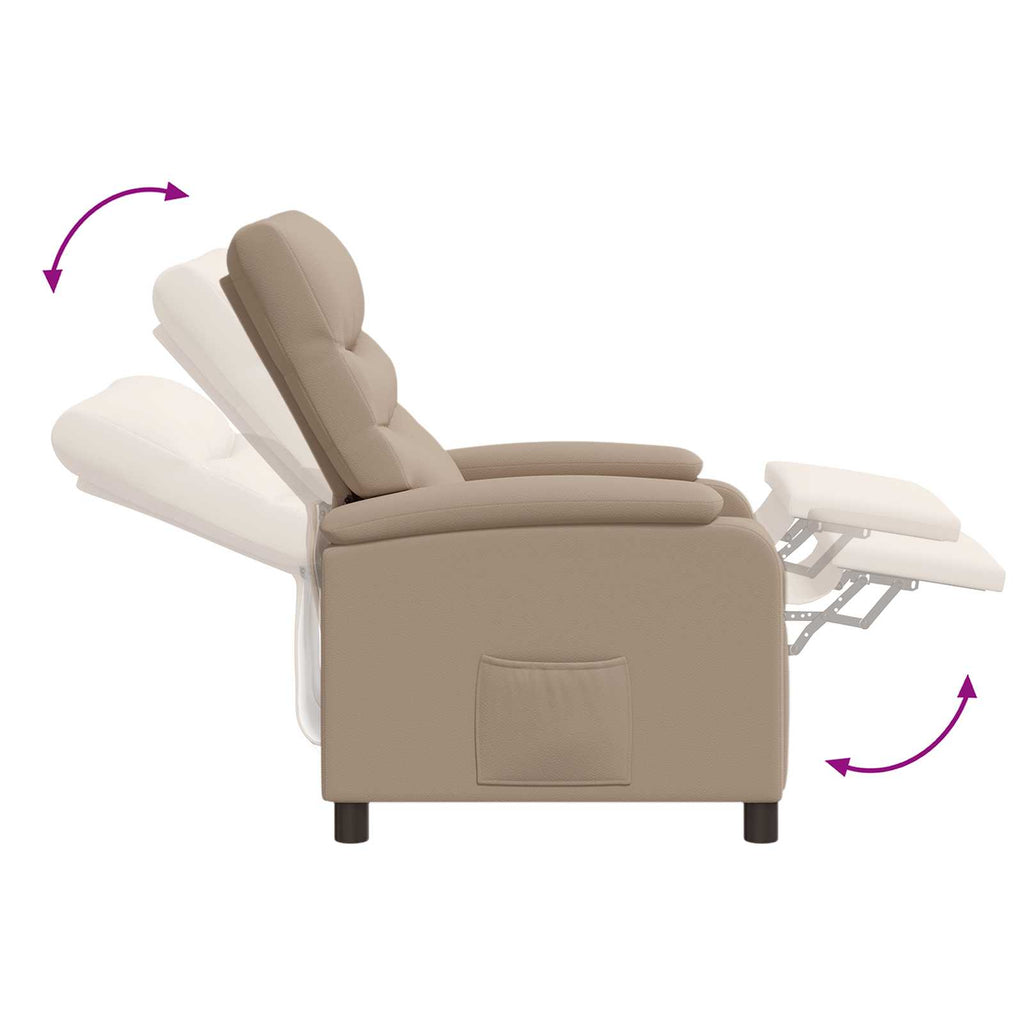 vidaXL Fotel recliner Cappuccino Ekoskóra