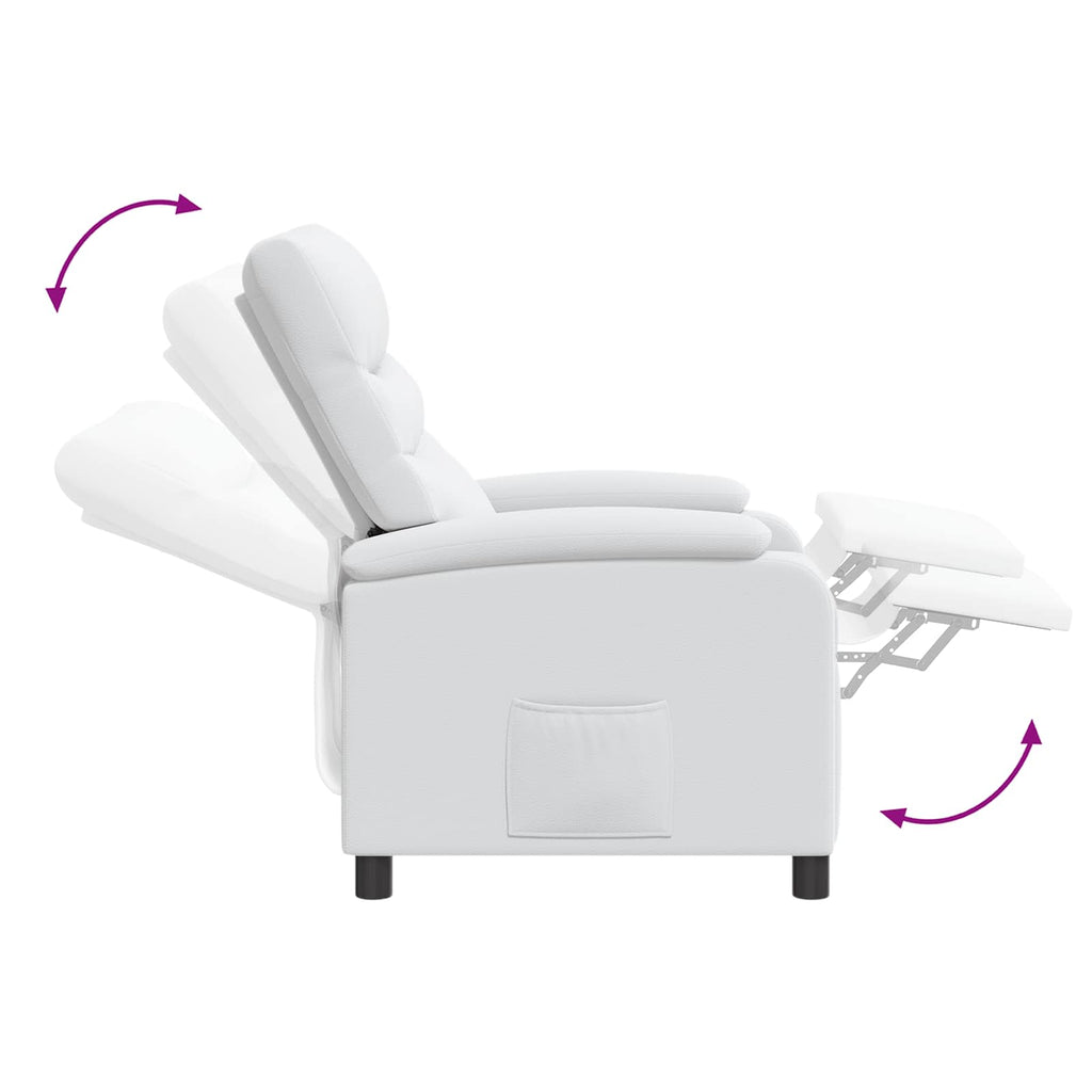 vidaXL Fotel recliner Biały Ekoskóra