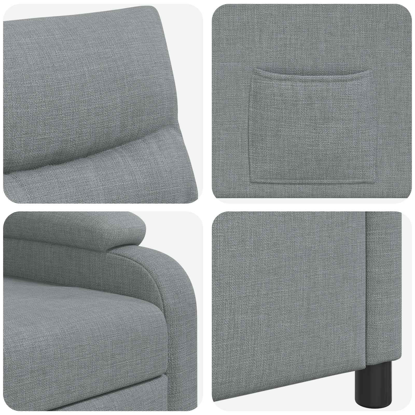 vidaXL Fotel recliner jasnoszary tkanina