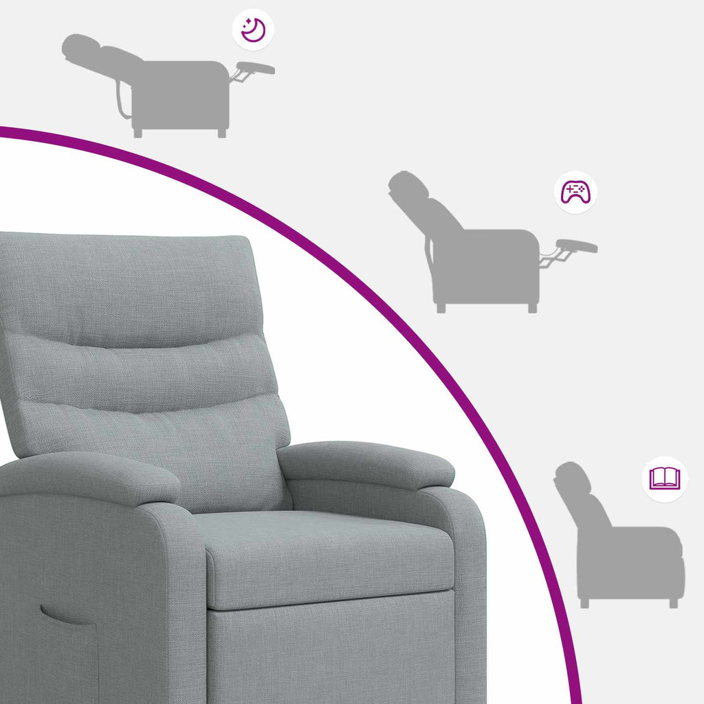 vidaXL Fotel recliner jasnoszary tkanina