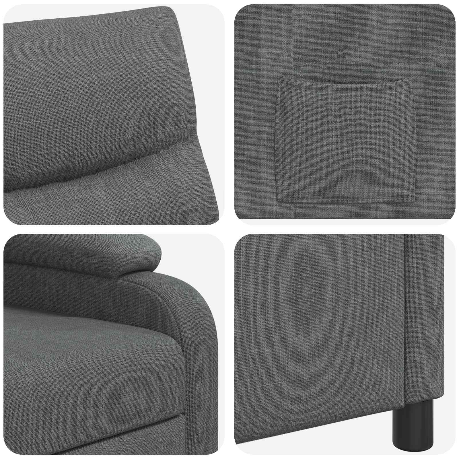 vidaXL Fotel recliner ciemnoszary tkanina