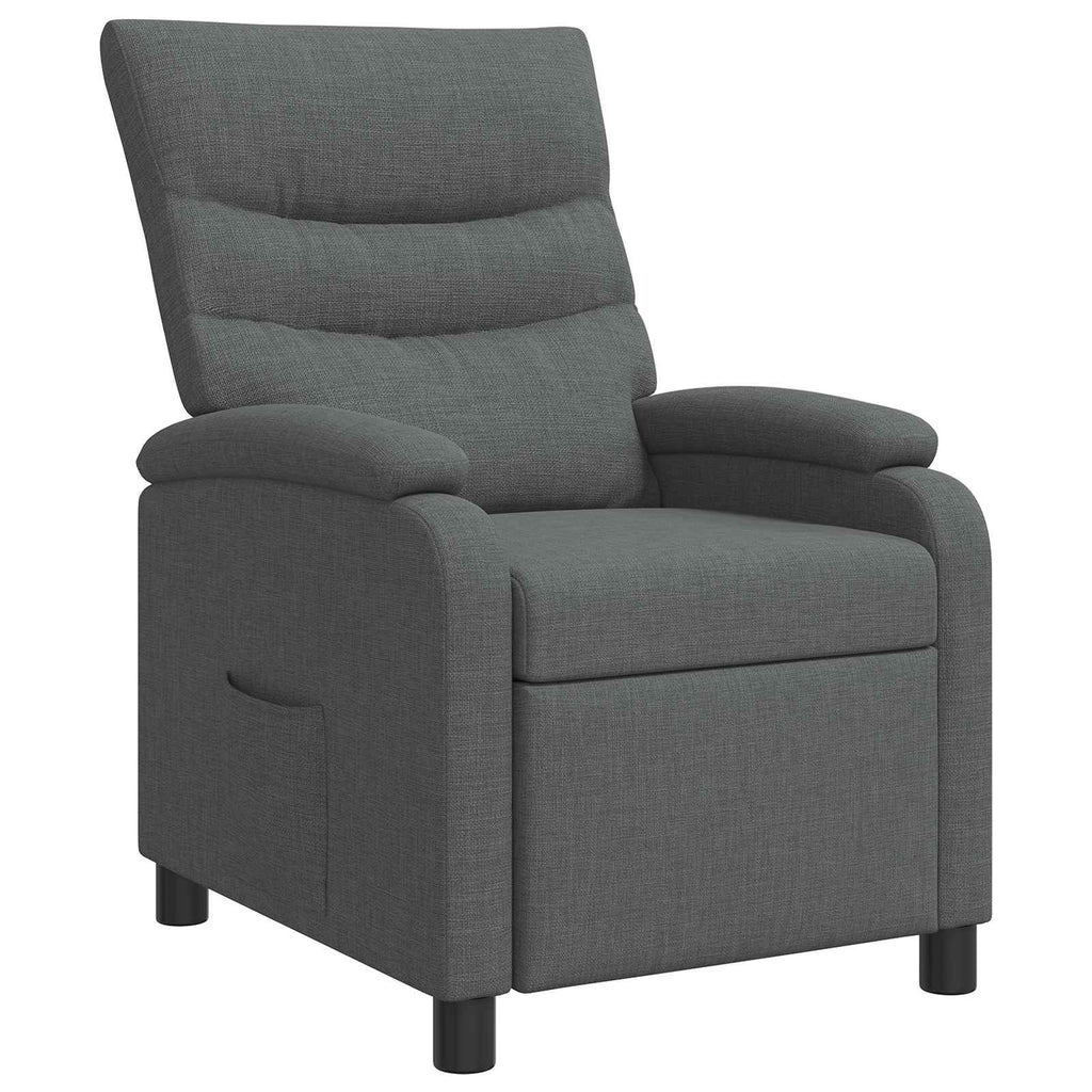 vidaXL Fotel recliner ciemnoszary tkanina