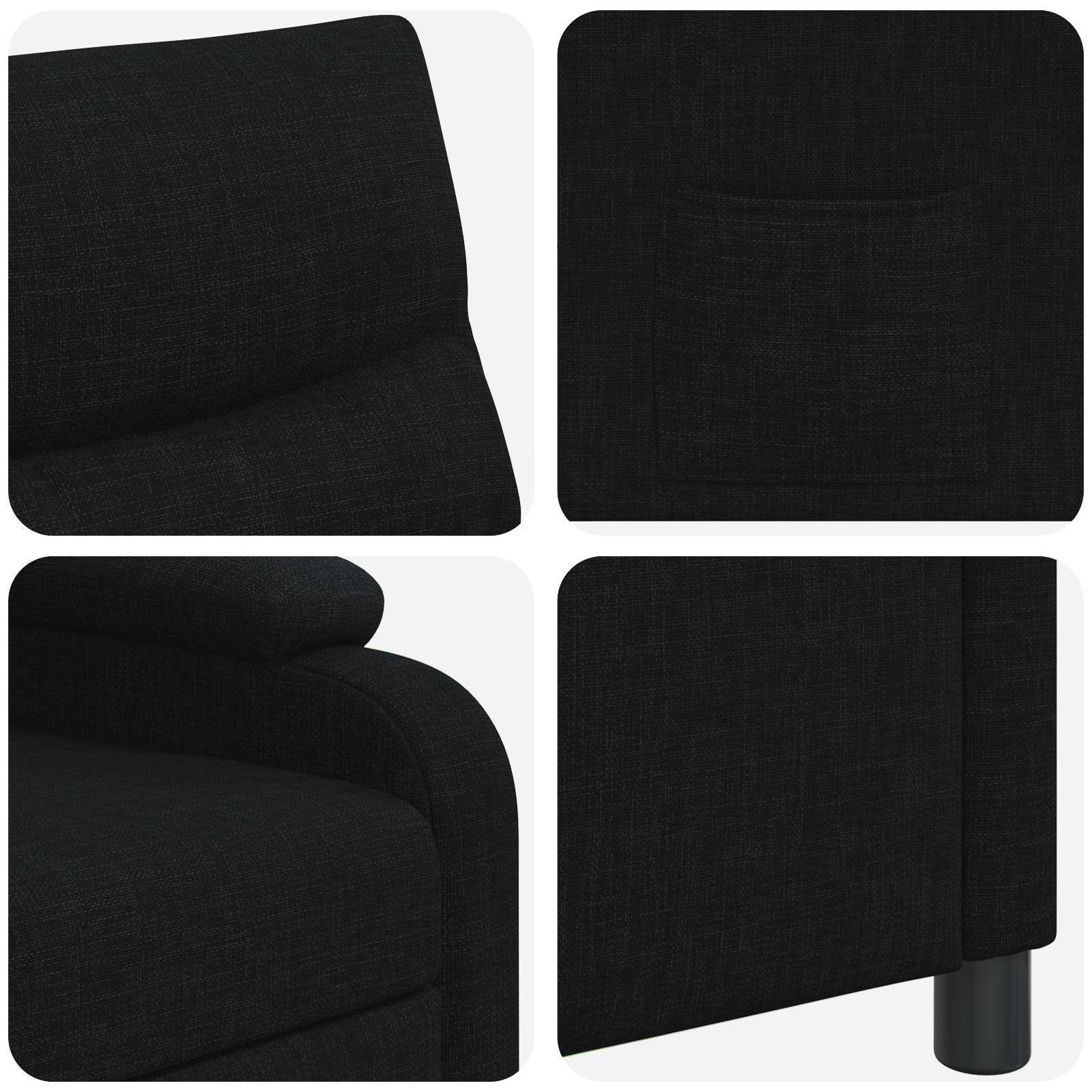 vidaXL Fotel recliner Czarny tkanina