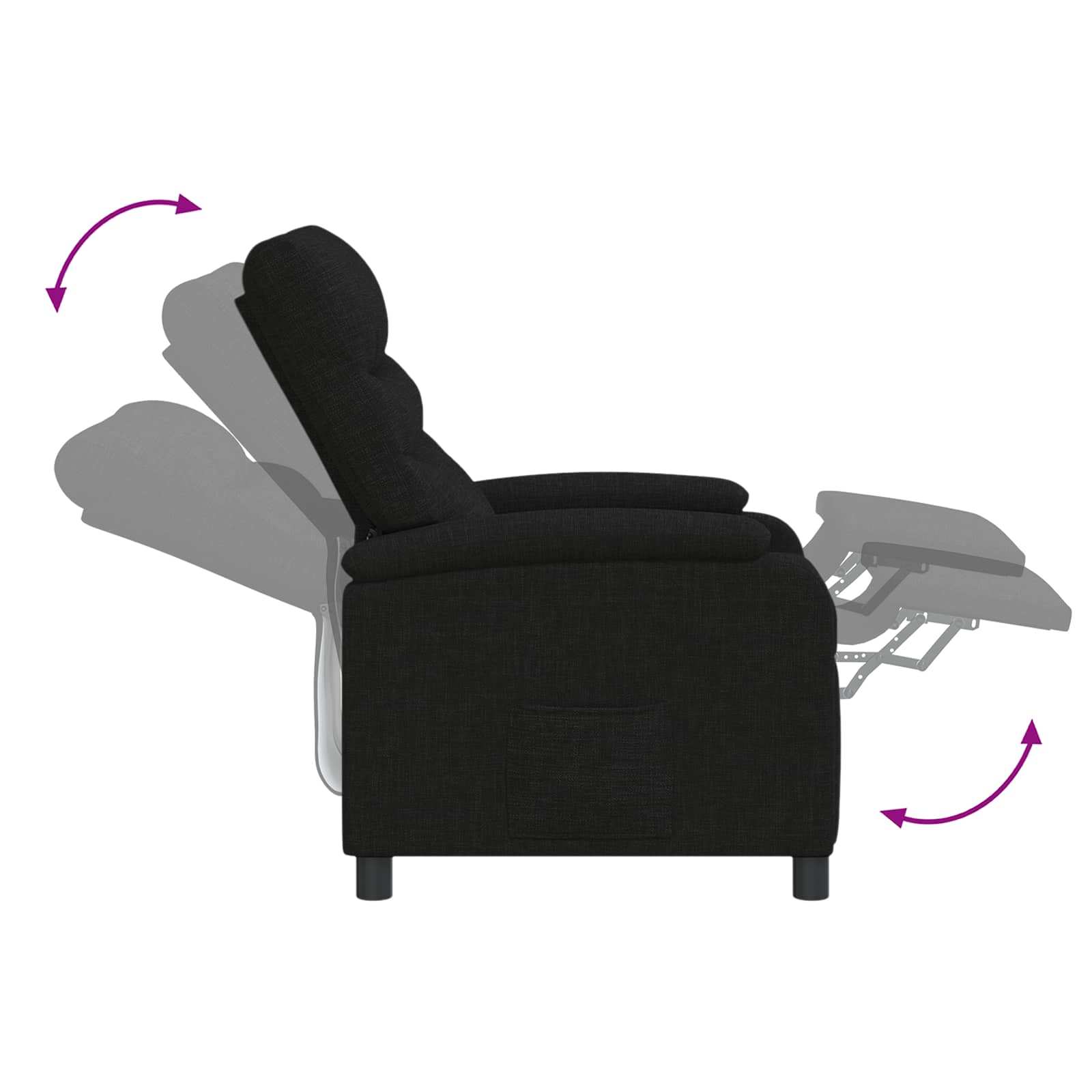 vidaXL Fotel recliner Czarny tkanina