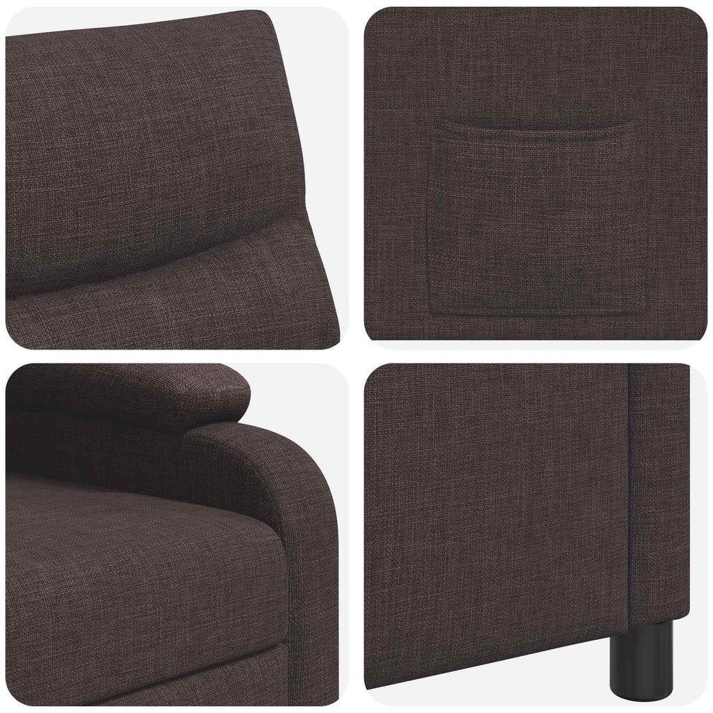 vidaXL Fotel recliner Ciemny brąz tkanina