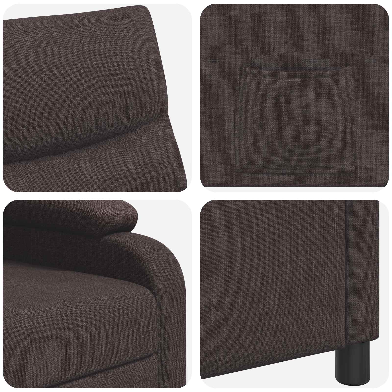 vidaXL Fotel recliner Ciemny brąz tkanina