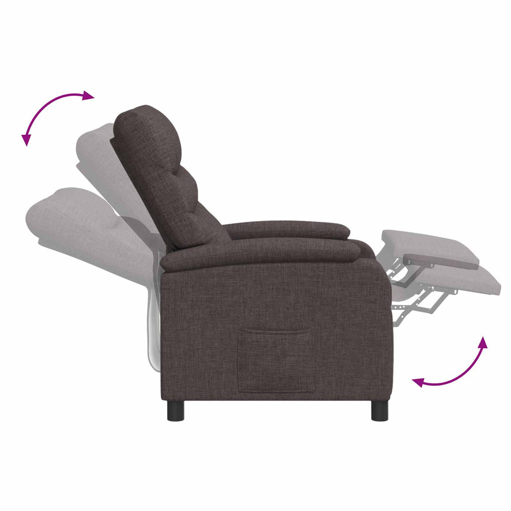vidaXL Fotel recliner Ciemny brąz tkanina