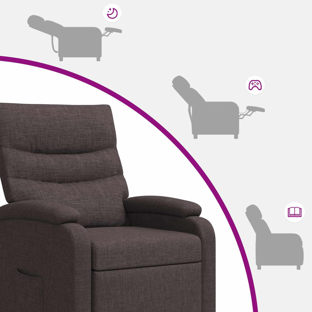 vidaXL Fotel recliner Ciemny brąz tkanina