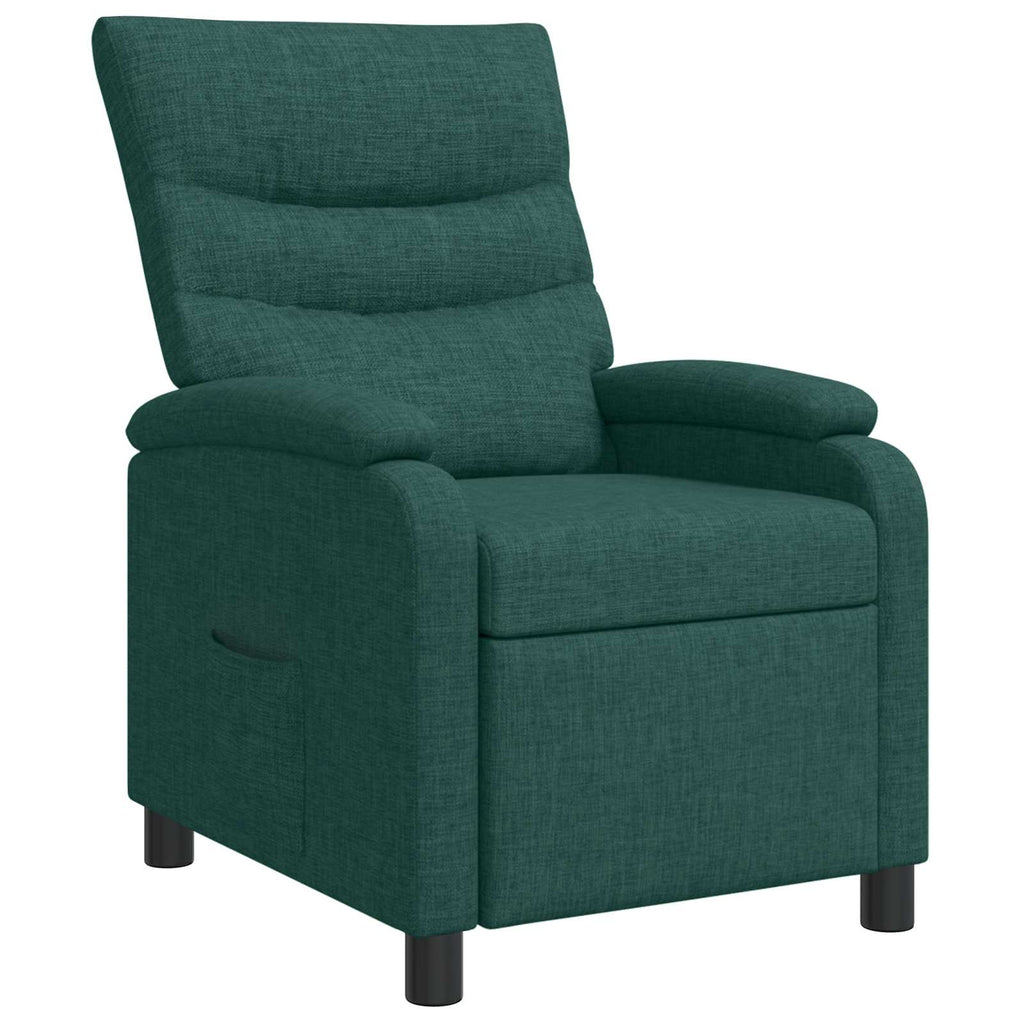 vidaXL Fotel recliner Ciemnozielony tkanina