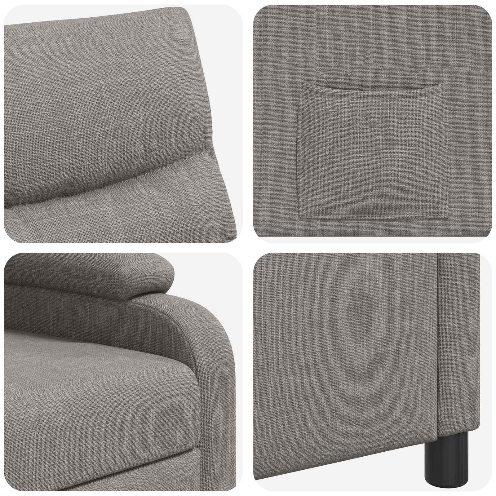vidaXL Fotel recliner Ciemnoszary tkanina