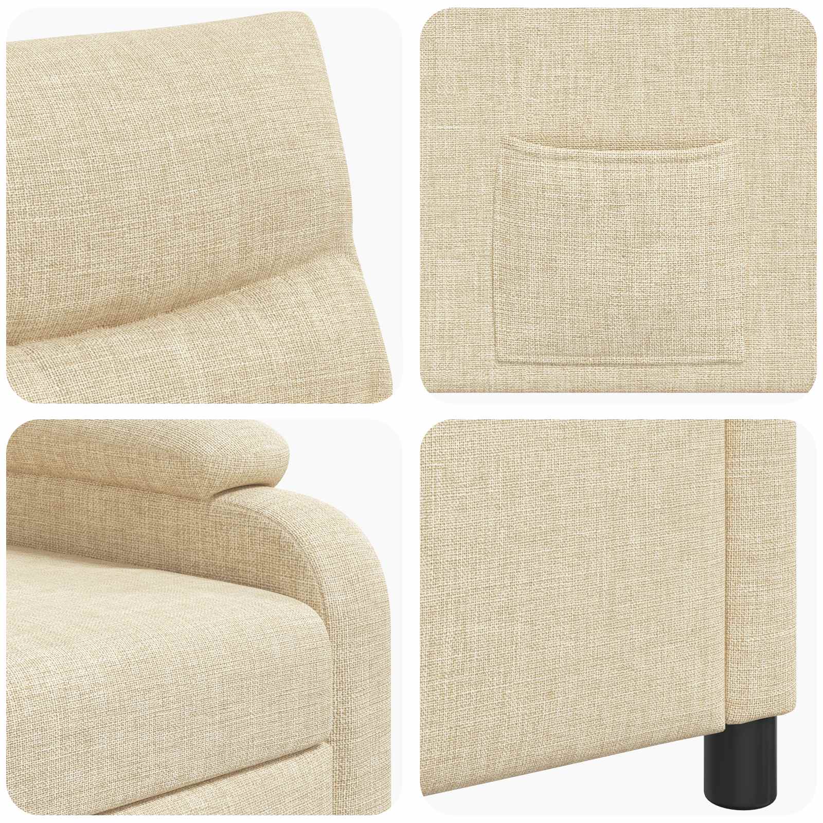 vidaXL Fotel recliner kremowy tkanina