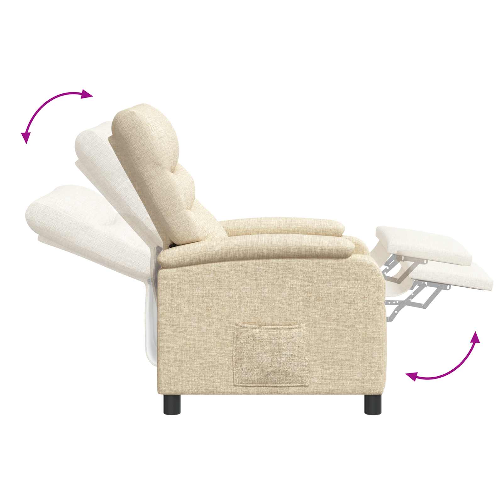 vidaXL Fotel recliner kremowy tkanina