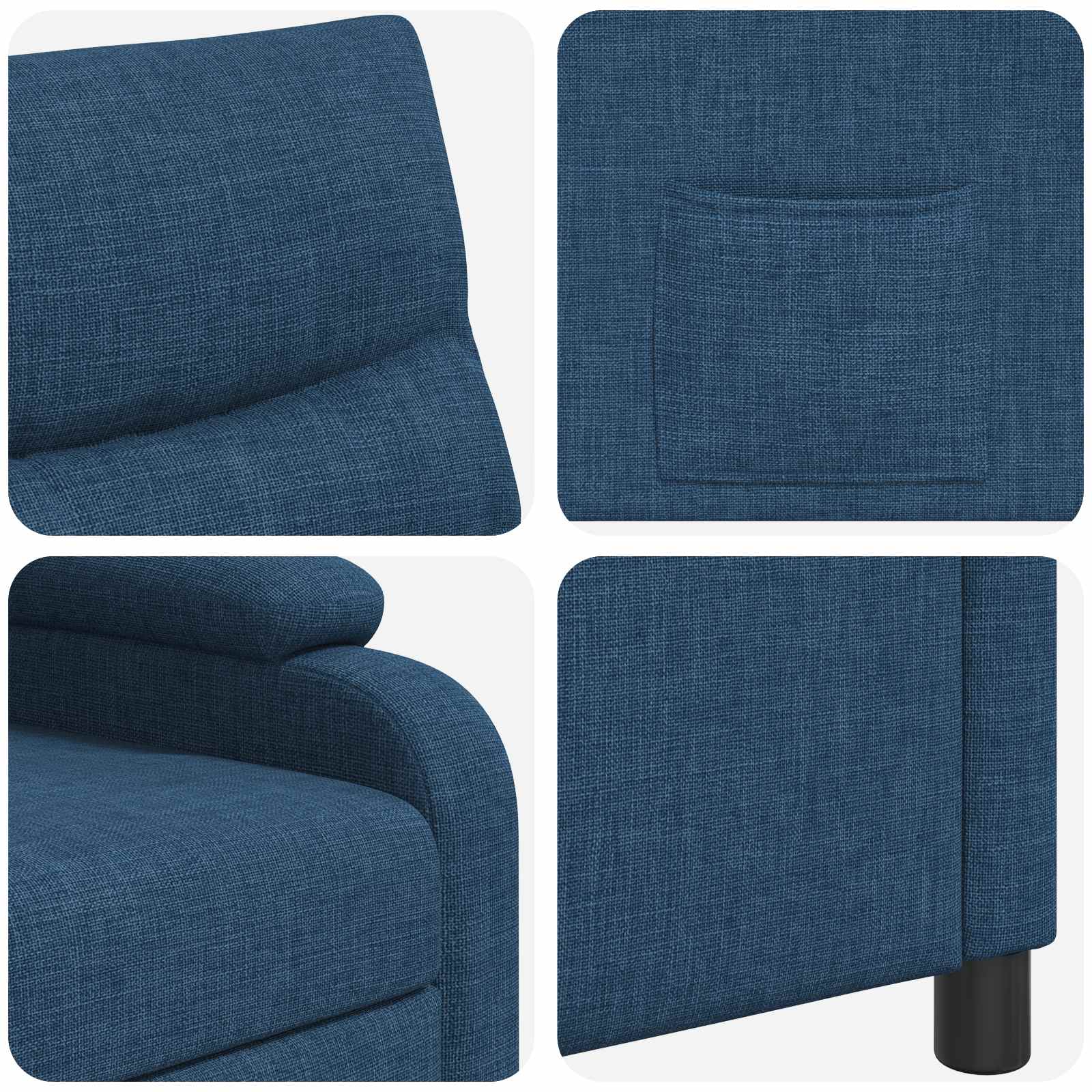 vidaXL Fotel recliner niebieski tkanina