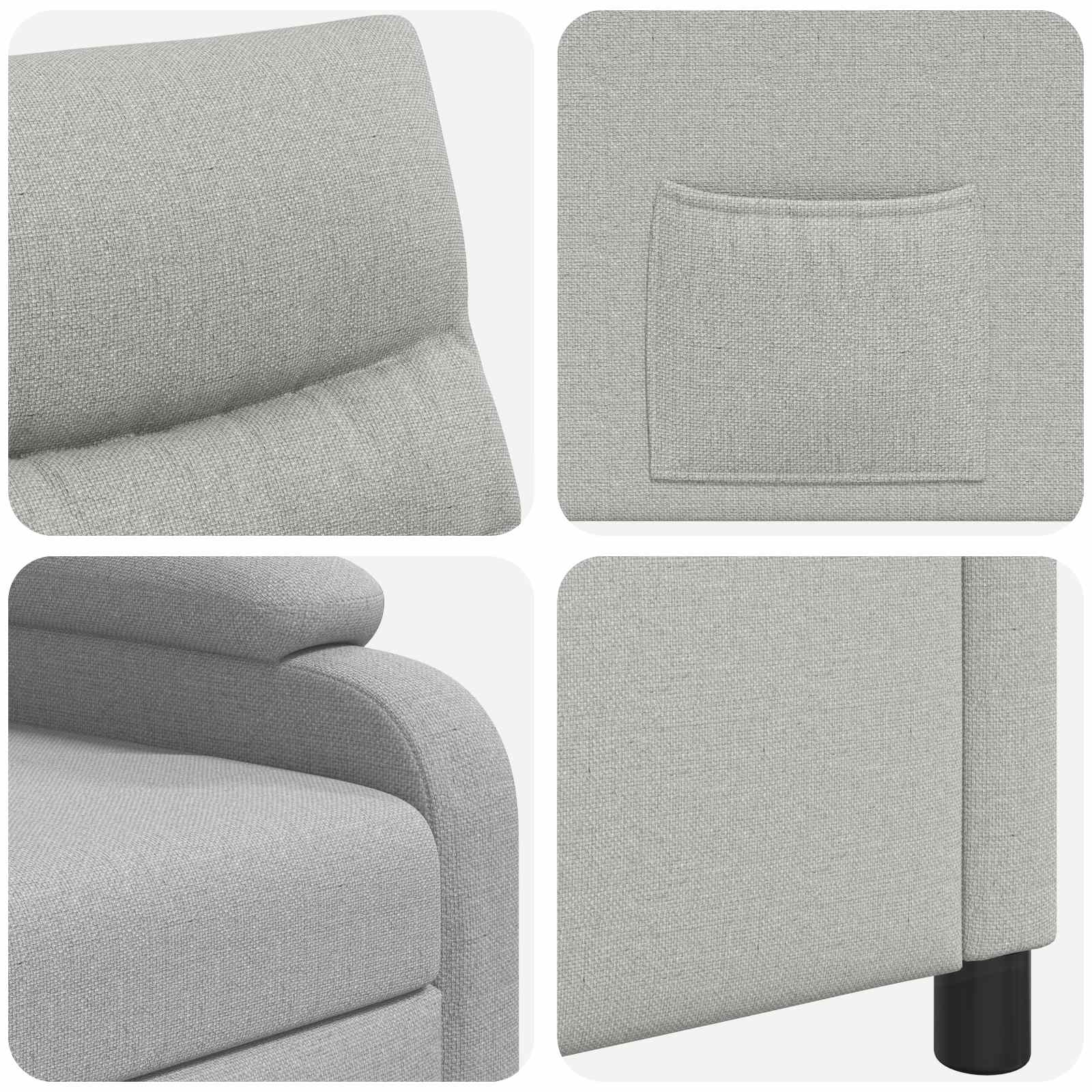 vidaXL Fotel recliner Szary chmur tkanina