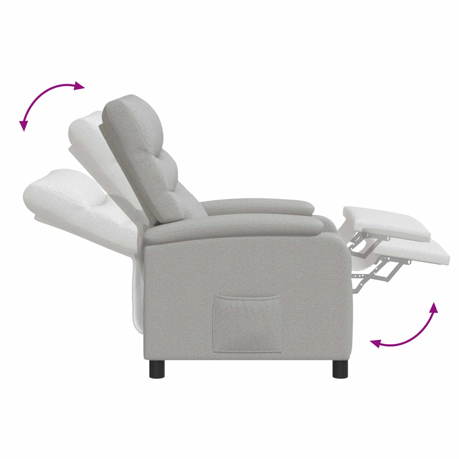 vidaXL Fotel recliner Szary chmur tkanina