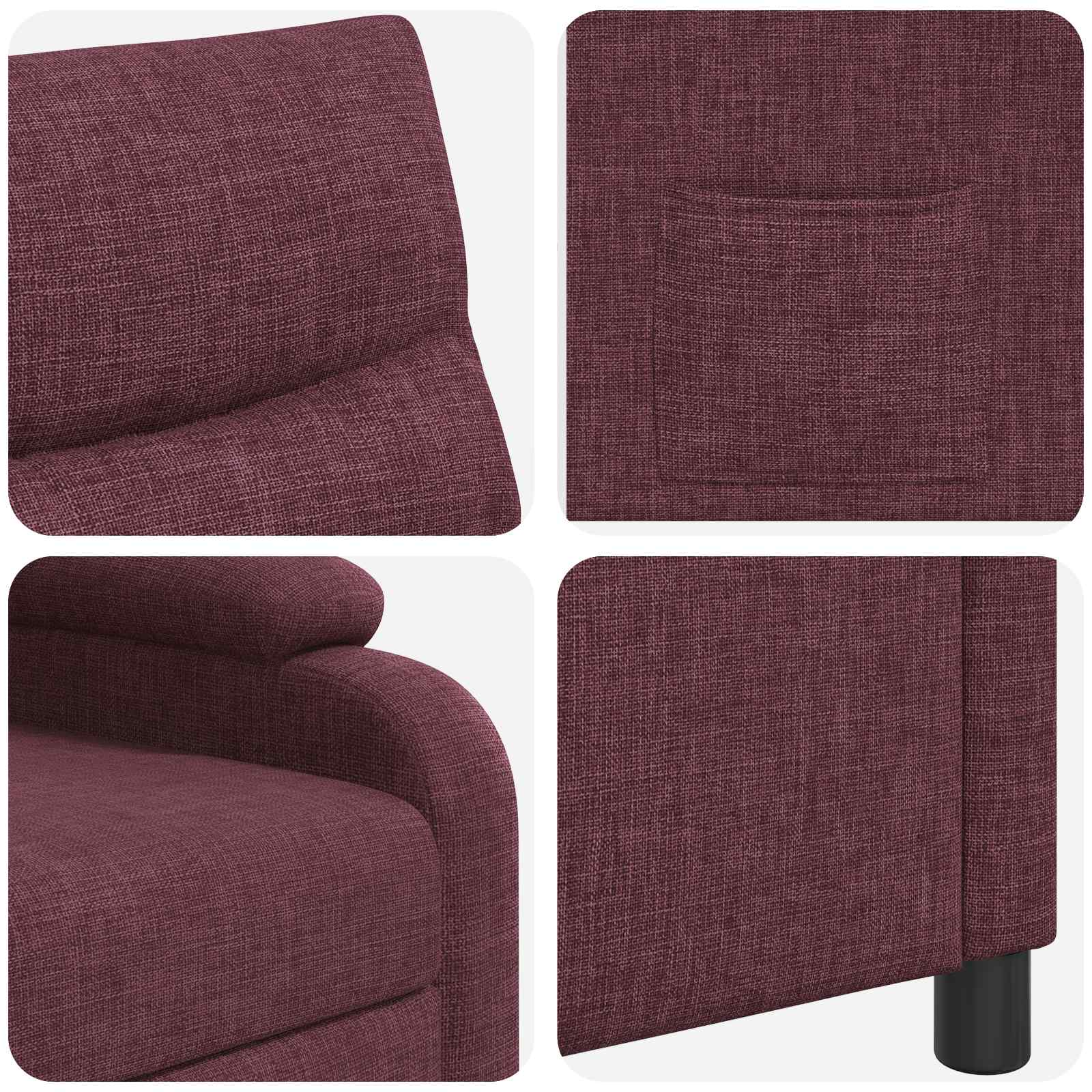 vidaXL Fotel recliner Fioletowy tkanina