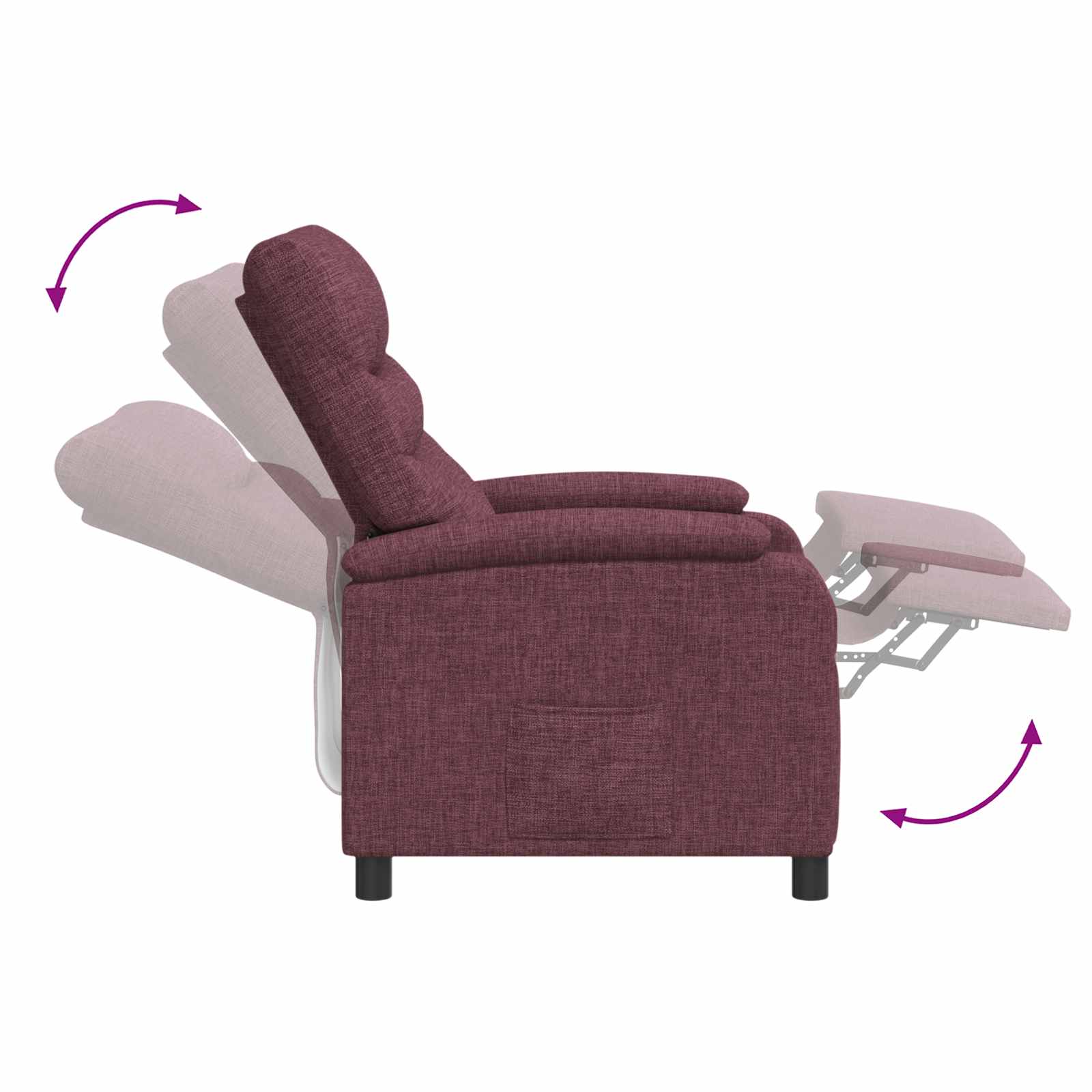 vidaXL Fotel recliner Fioletowy tkanina