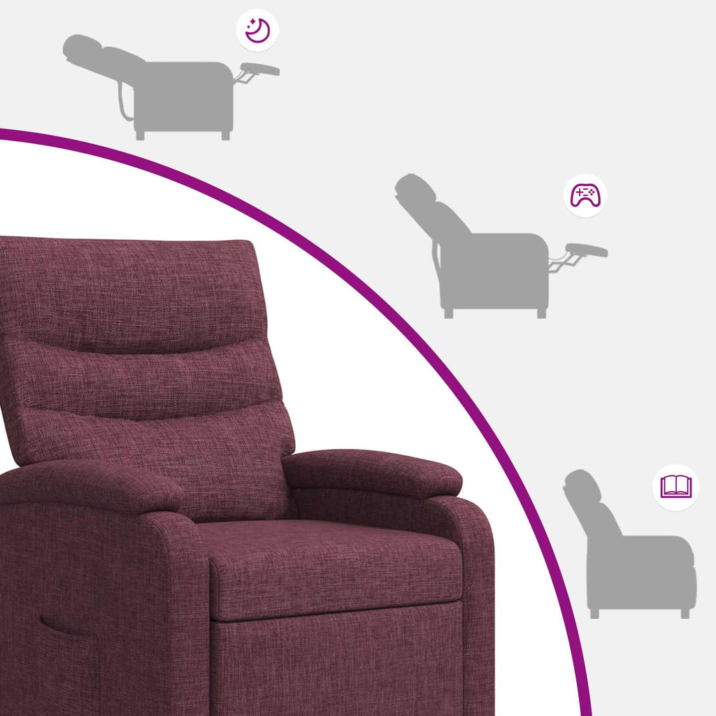 vidaXL Fotel recliner Fioletowy tkanina