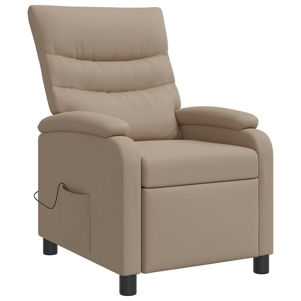 vidaXL Fotel masujący Cappuccino Ekoskóra