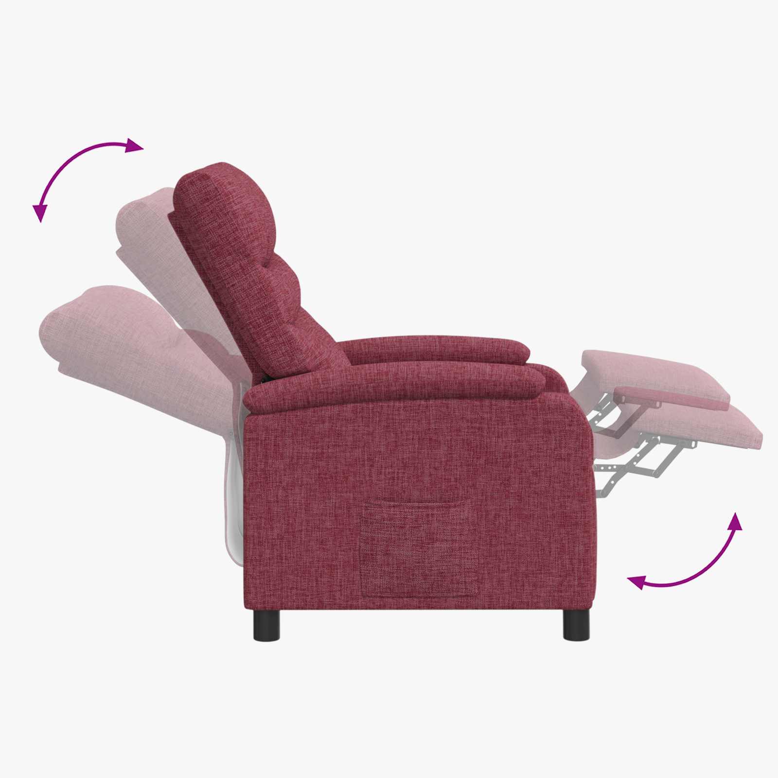 vidaXL Fotel masujący Czerwone wino tkanina