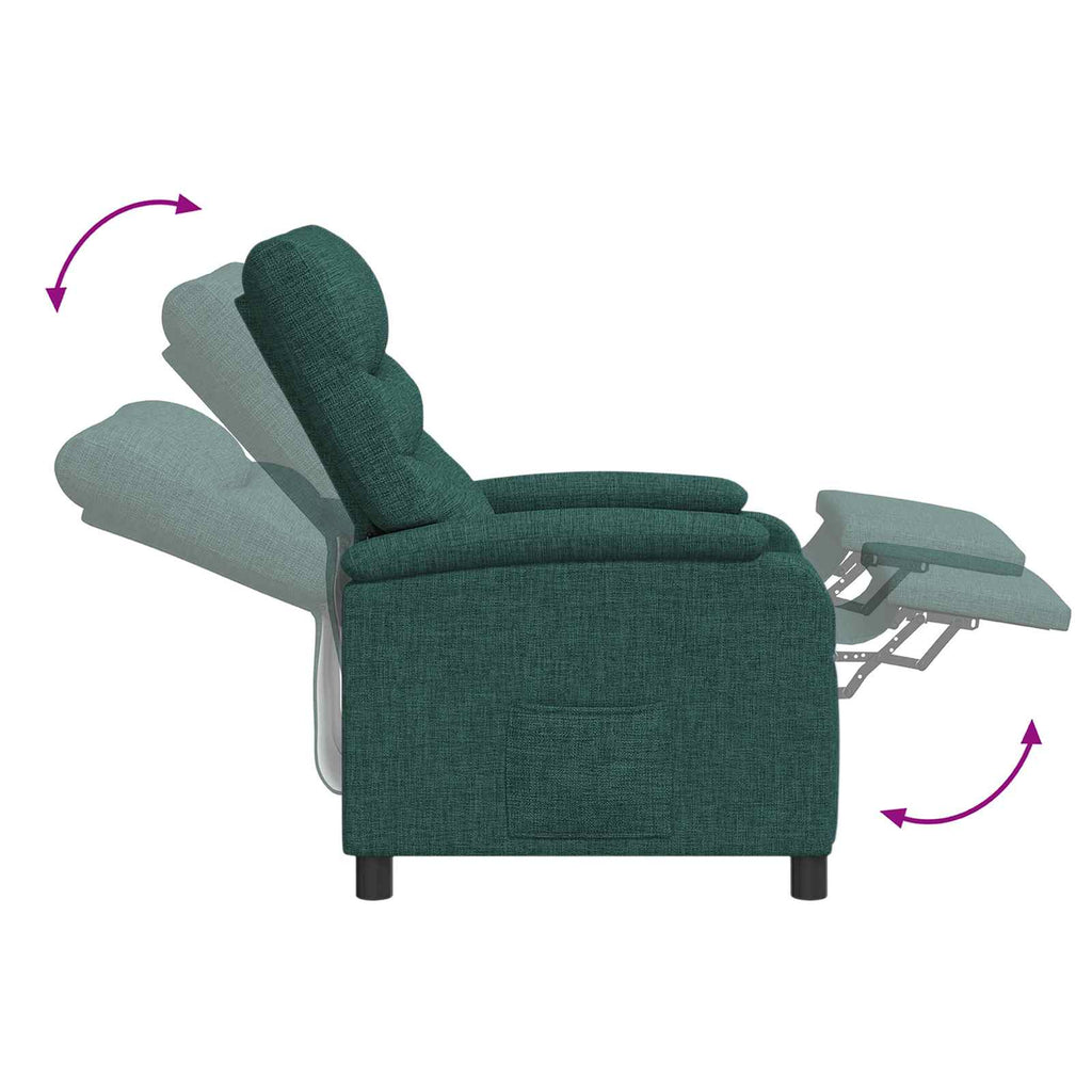 vidaXL Fotel masujący Ciemnozielony tkanina