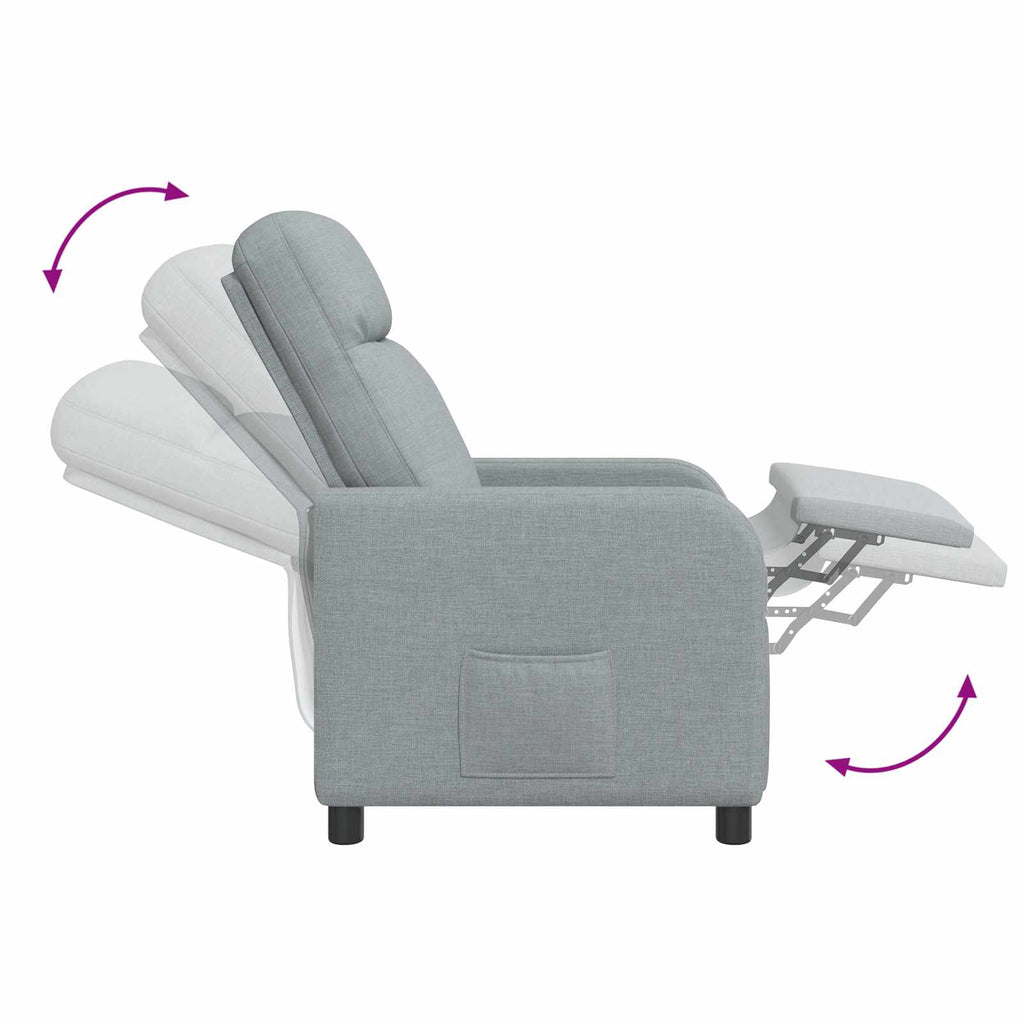 vidaXL Fotel recliner jasnoszary tkanina