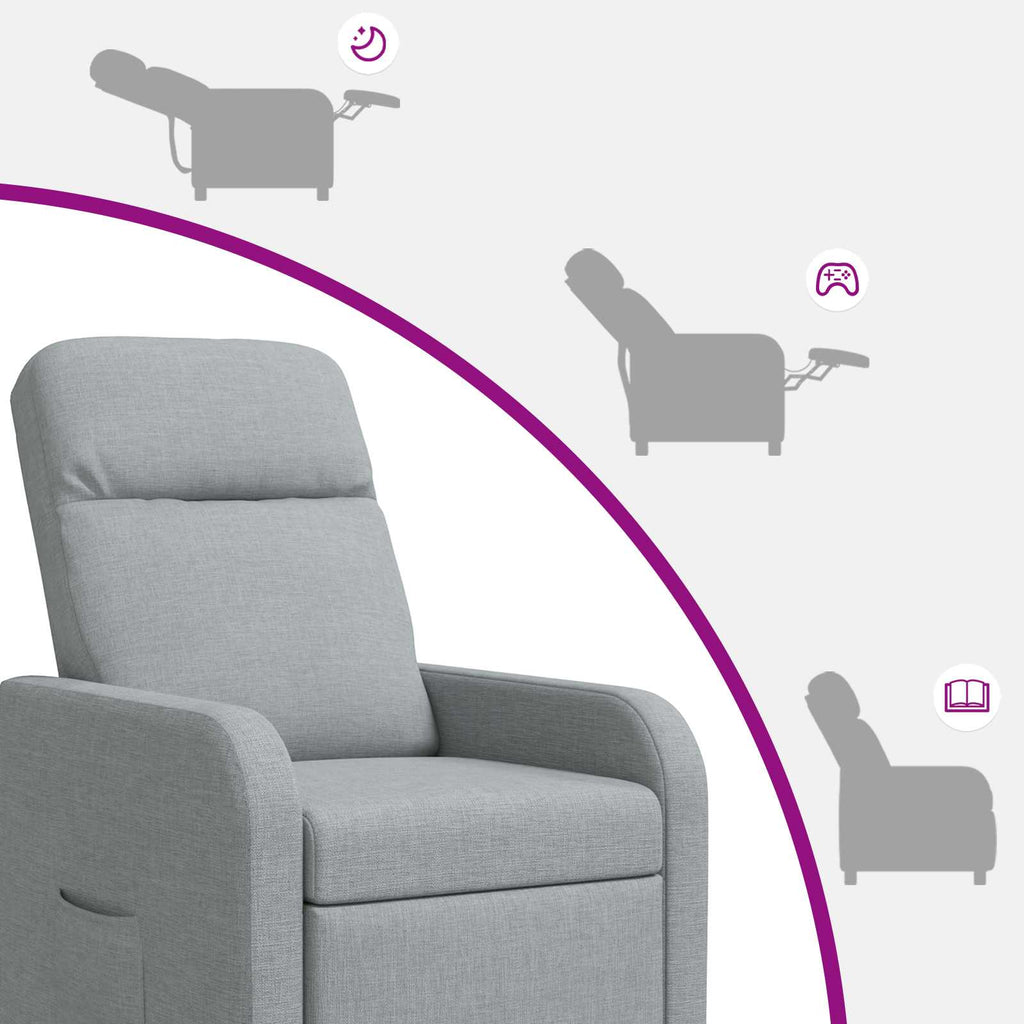 vidaXL Fotel recliner jasnoszary tkanina