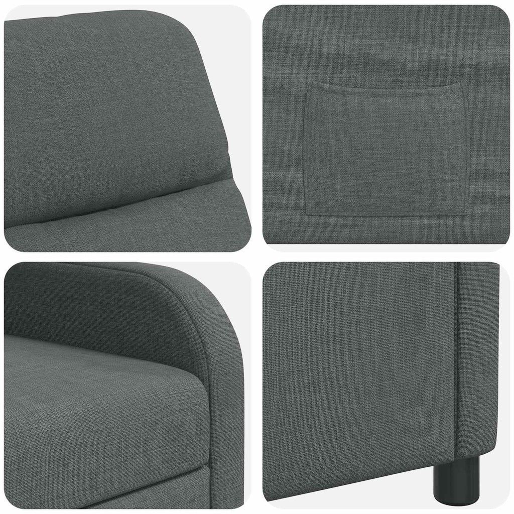 vidaXL Fotel recliner ciemnoszary tkanina