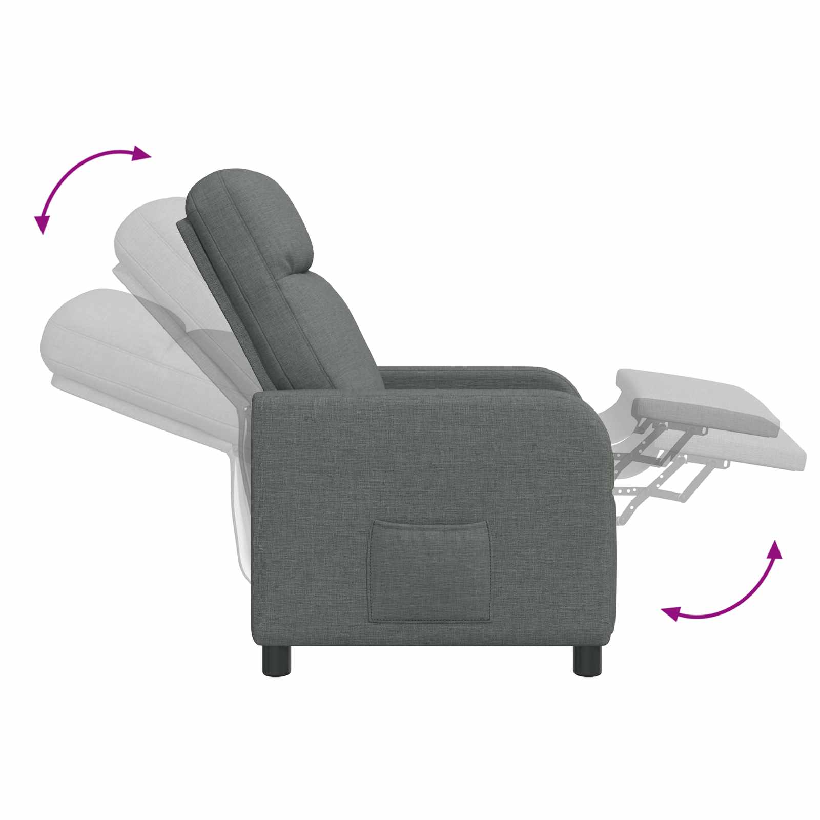 vidaXL Fotel recliner ciemnoszary tkanina