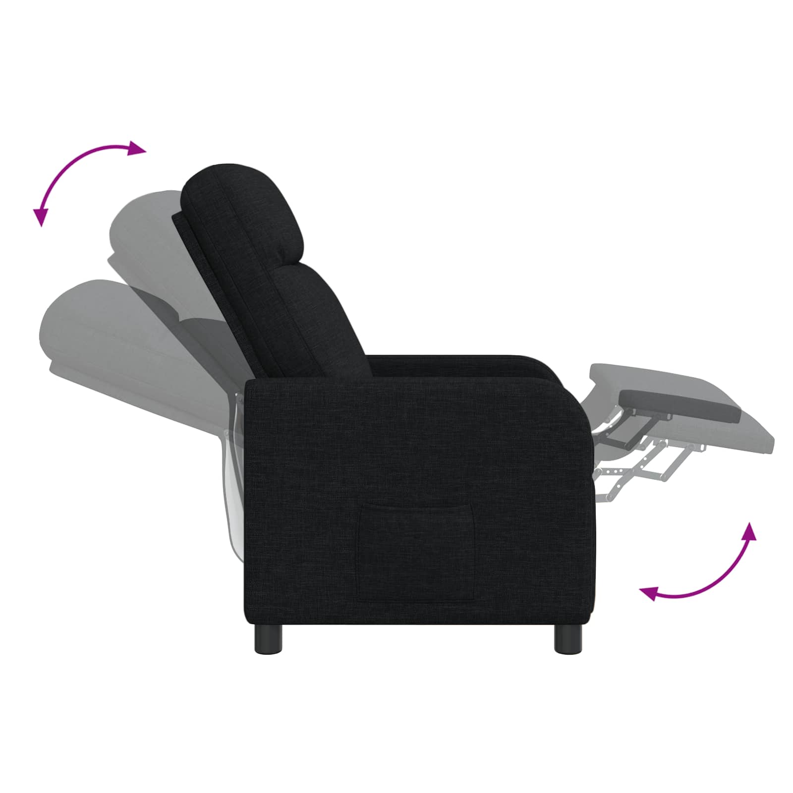 vidaXL Fotel recliner Czarny tkanina