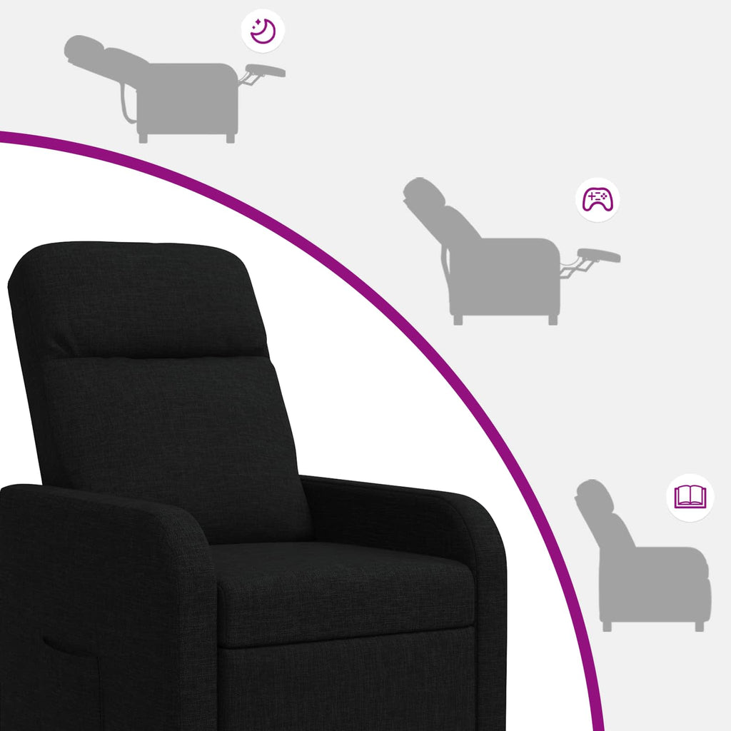 vidaXL Fotel recliner Czarny tkanina