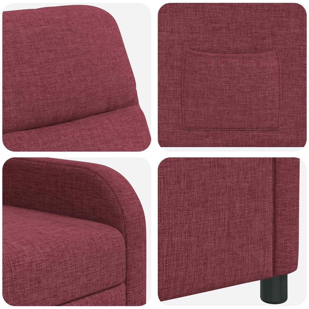 vidaXL Fotel recliner Czerwone wino tkanina