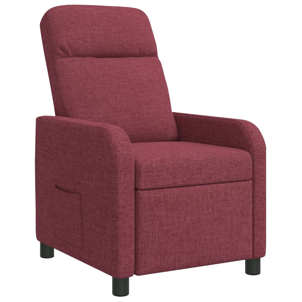 vidaXL Fotel recliner Czerwone wino tkanina