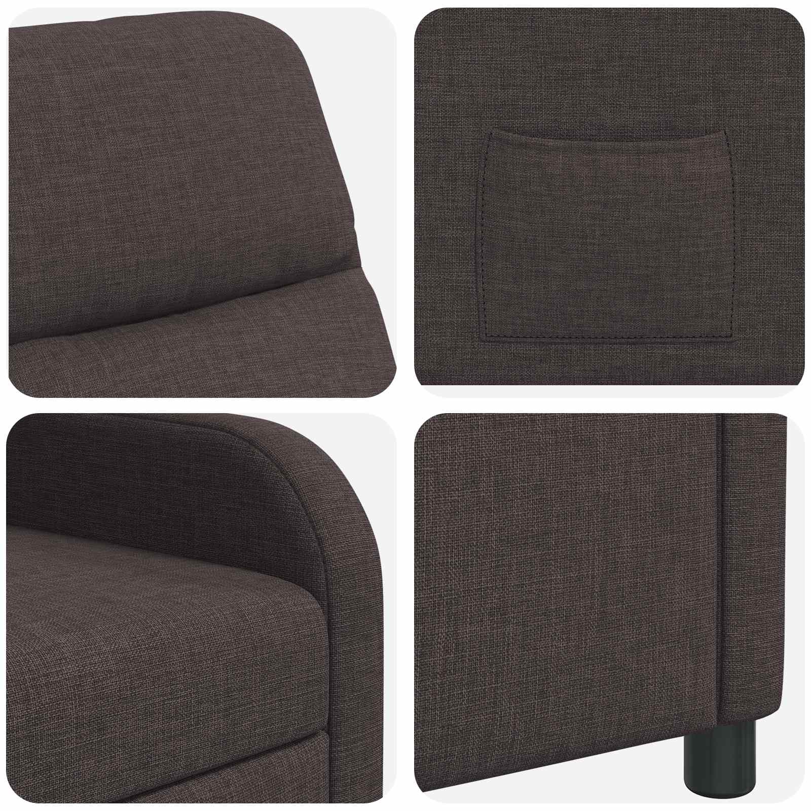 vidaXL Fotel recliner Ciemny brąz tkanina