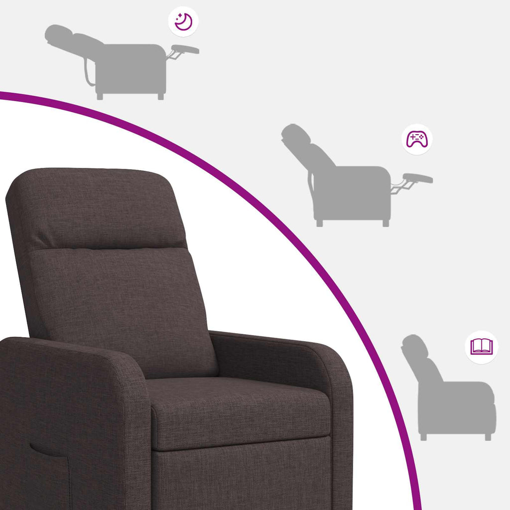 vidaXL Fotel recliner Ciemny brąz tkanina